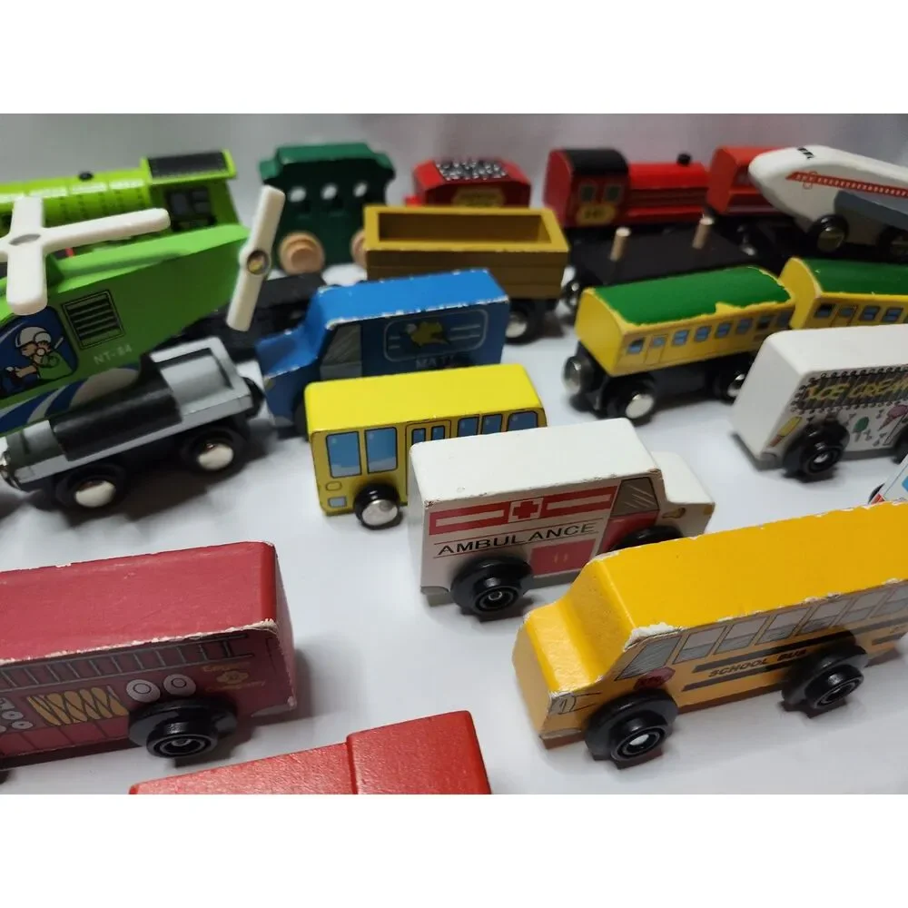 Mixed Wooden Train & Vehicle Lot – Melissa & Doug + Unbranded